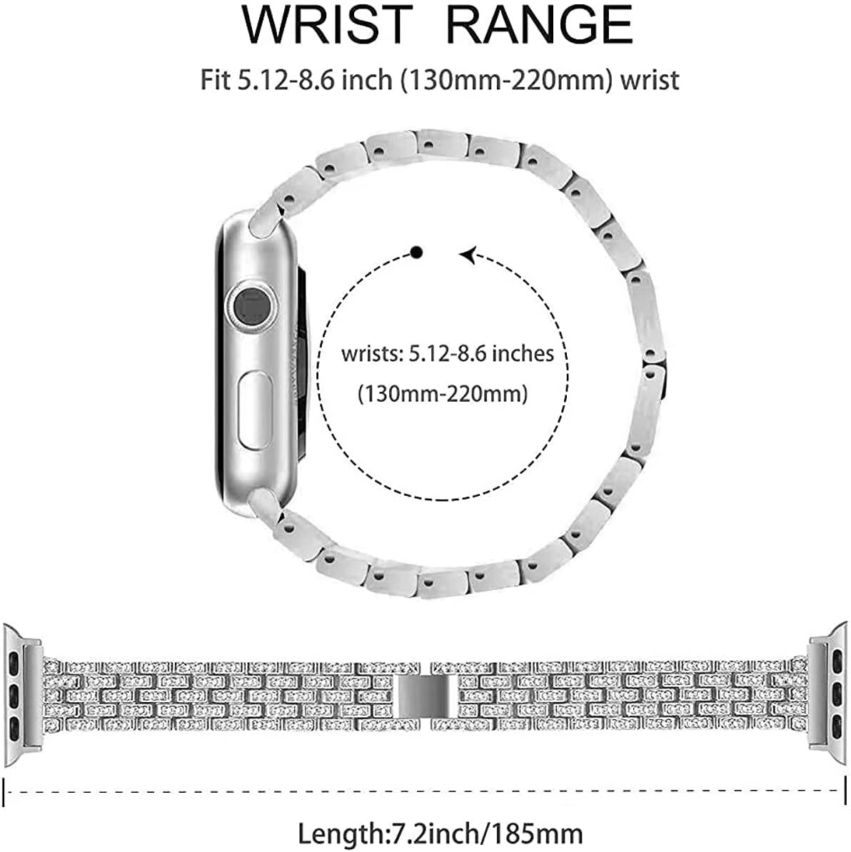Luxury Glitter Metal Watch Band with Diamond Case – Sparkling Adjustable Strap and Protective Cover for 40mm to 49mm