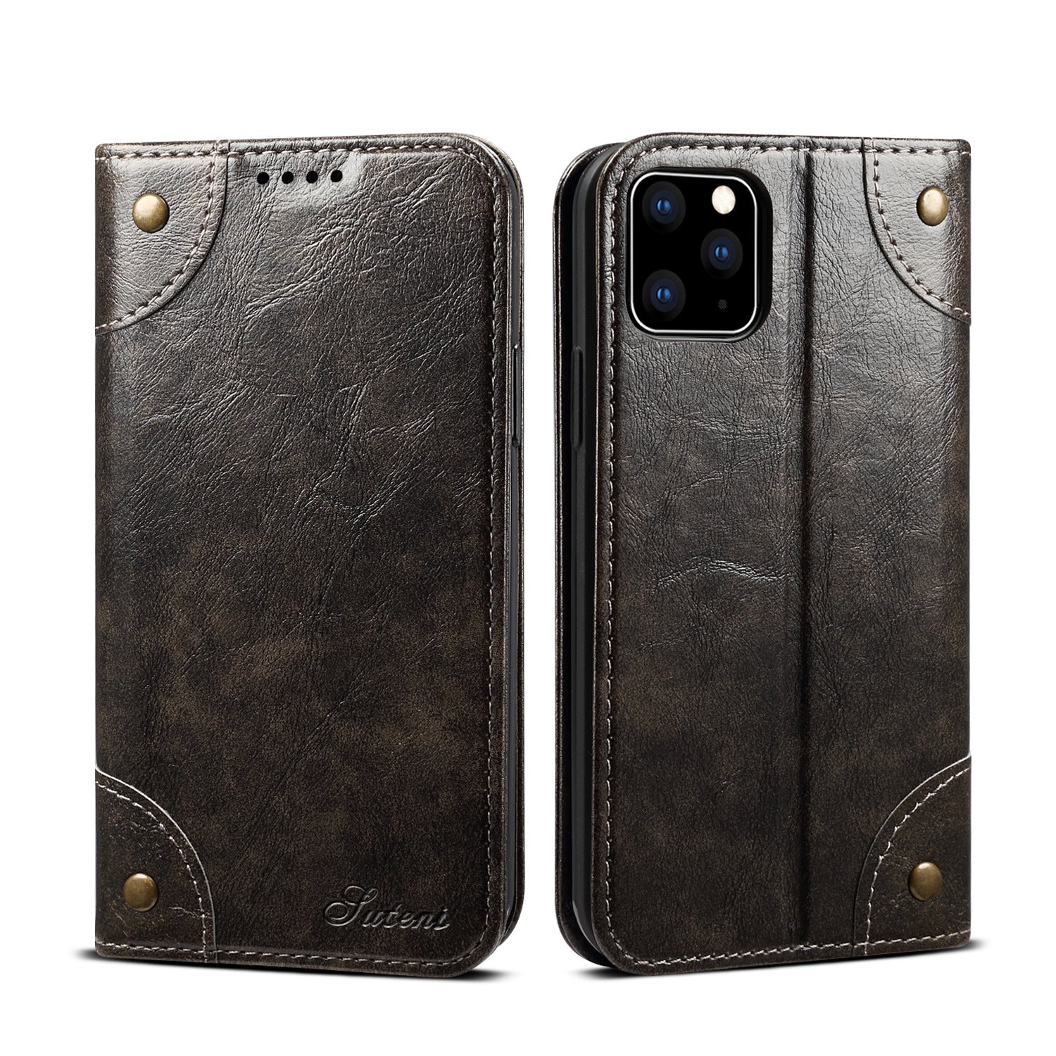 Luxuriöse Echtleder Geldbörse Flip iPhone Hülle – Magnetverschluss, Kartenhalter, Standfunktion, stoßfeste Schutzhülle, klassisches Buch-Design