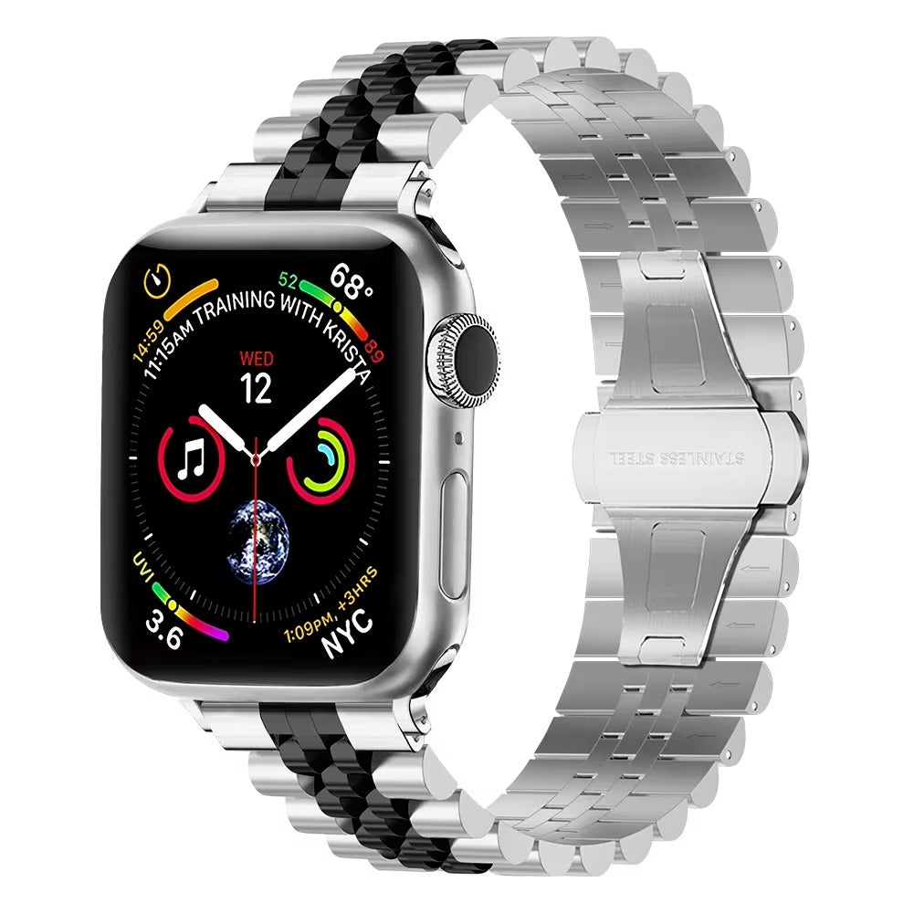 Luxury Stainless Steel Watch Band – Adjustable Metal Strap Bracelet with Secure Clasp for 40mm to 49mm Smartwatch, Durable