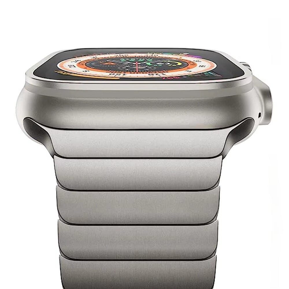 Premium Titanium Stainless Steel Band for Apple Watch Metal Link Bracelet with Secure Clasp, Compatible with 41mm to 49mm