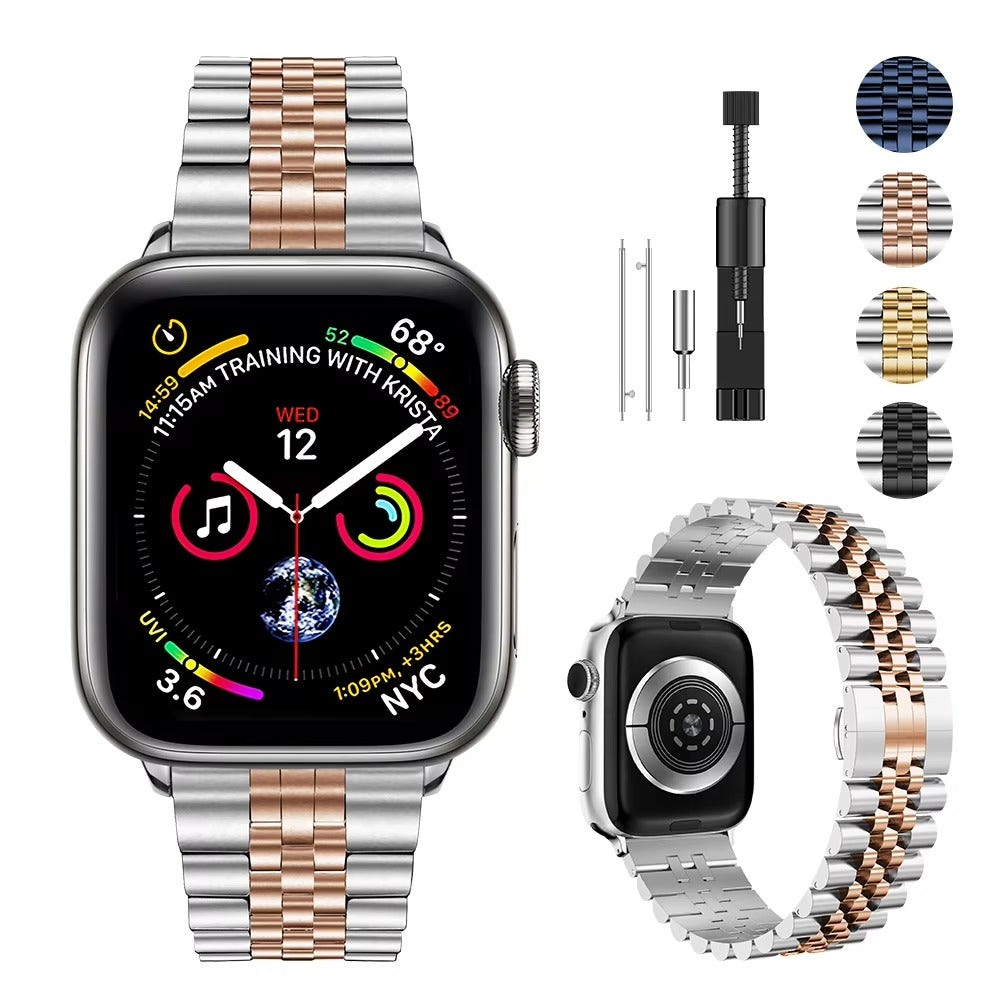 Luxury Stainless Steel Watch Band – Adjustable Metal Strap Bracelet with Secure Clasp for 40mm to 49mm Smartwatch, Durable