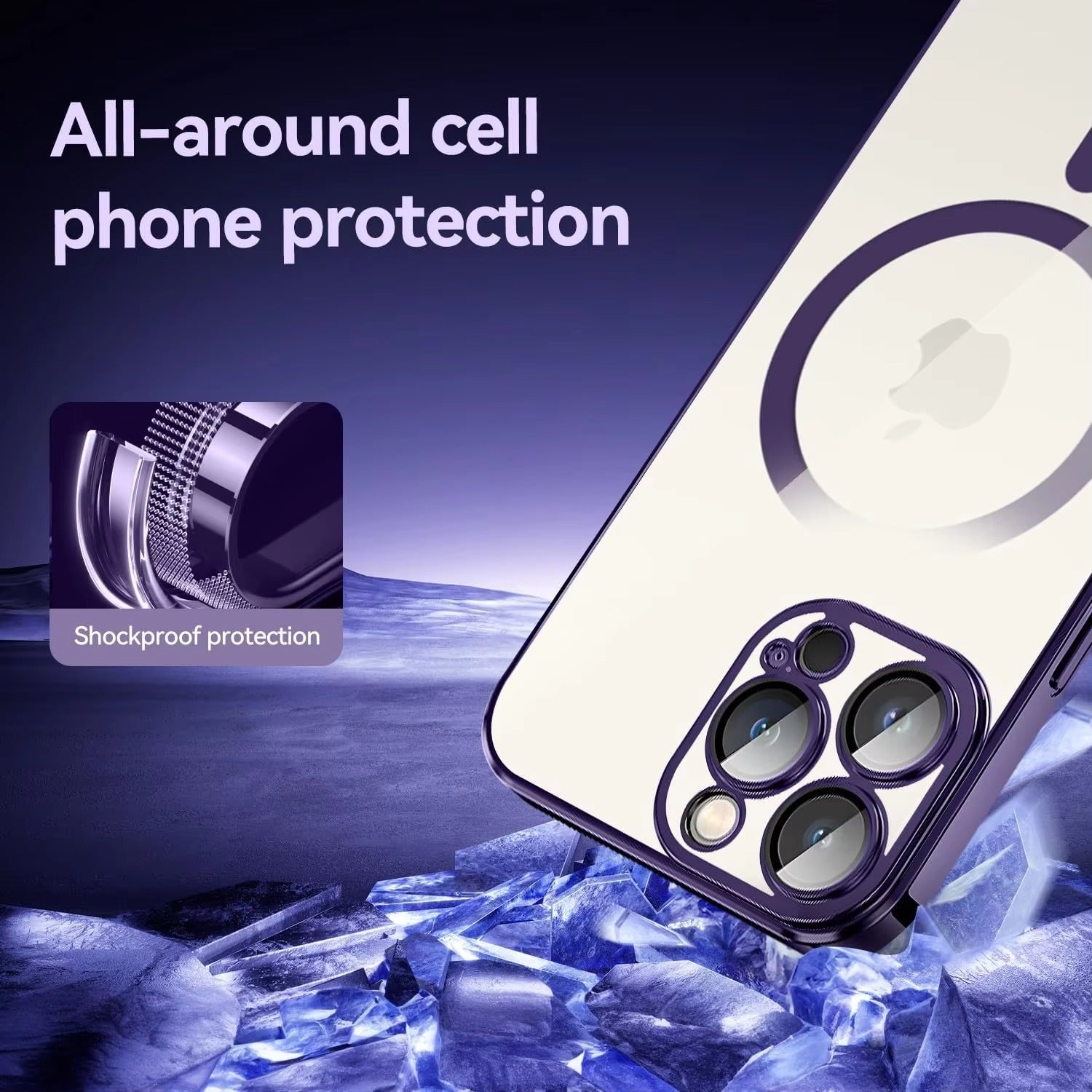 Premium Apple iPhone Hülle, MagSafe-kompatibel, Kameraobjektiv- und Bildschirmschutz, ultra dünn, stoßfest, magnetisch, vollständiger Rundumschutz, vollständige Metall-Schutzhülle