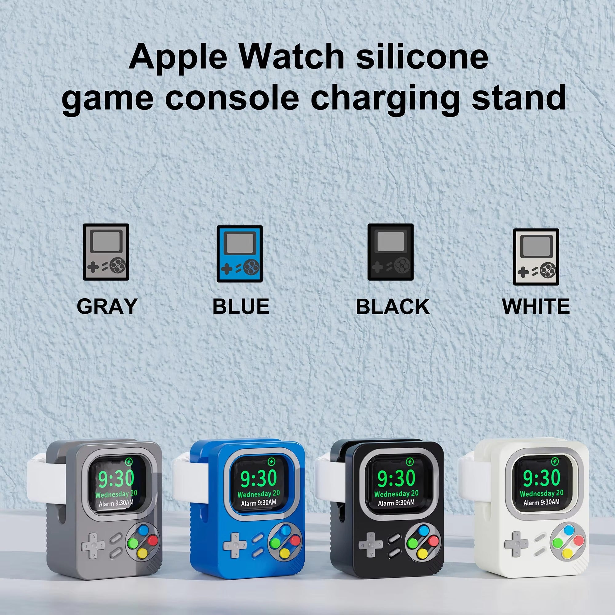 Premium Retro Charging Stand for Smartwatch – Desktop Silicone Dock Holder with Cable Slot, Nightstand Mode Compatible