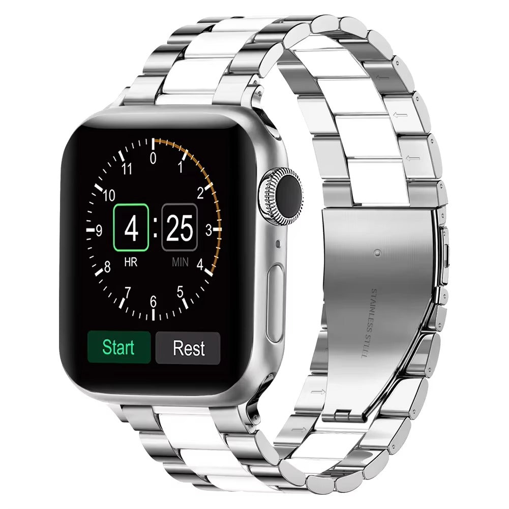 Luxury Stainless Steel Watch Band – Adjustable Metal Strap Bracelet with Secure Clasp for 40mm to 49mm Smartwatch, Durable