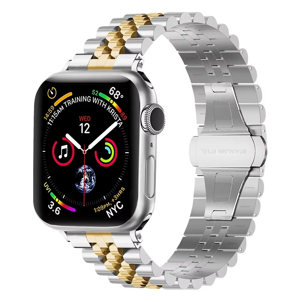 Luxury Stainless Steel Watch Band – Adjustable Metal Strap Bracelet with Secure Clasp for 40mm to 49mm Smartwatch, Durable
