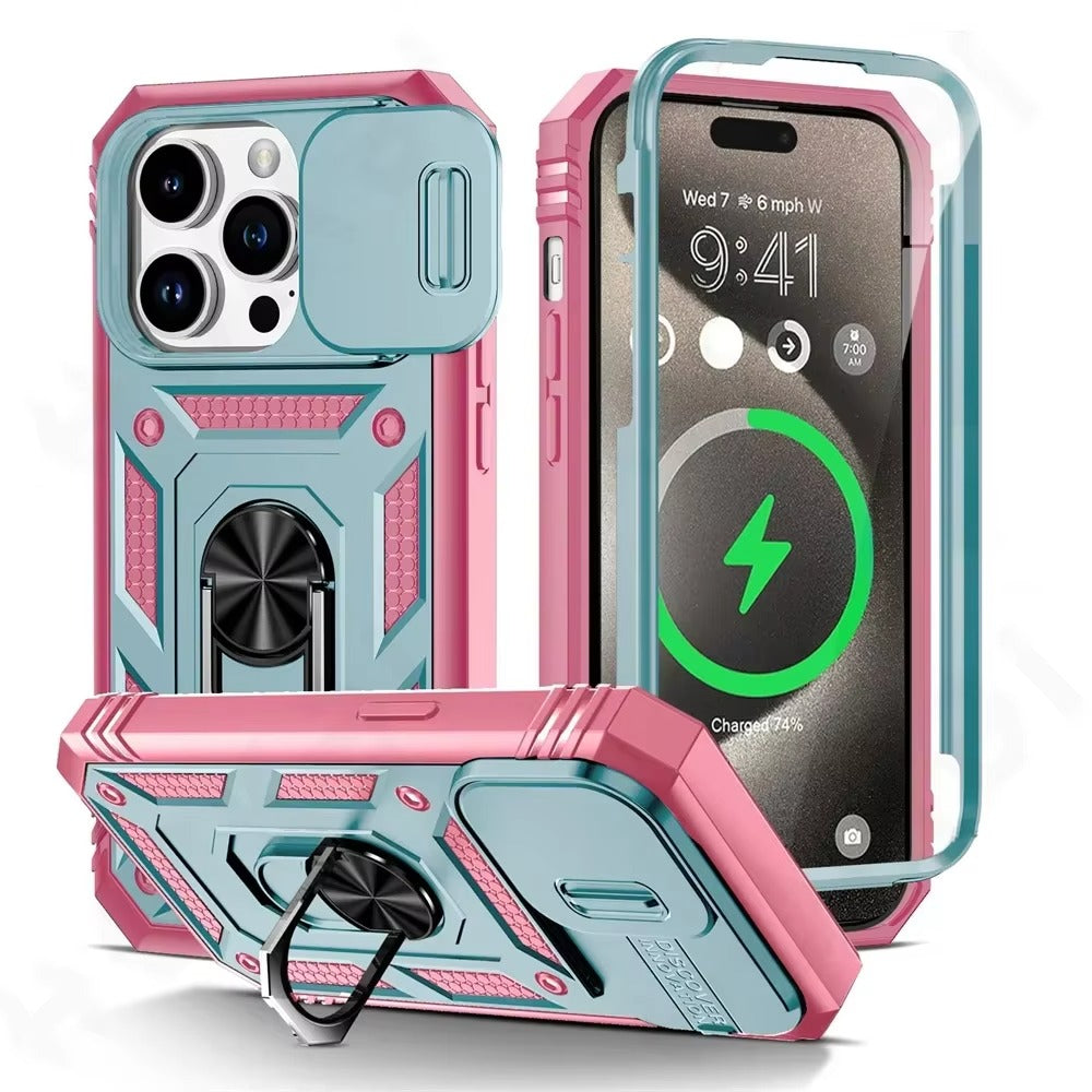 Premium Apple iPhone Hülle, MagSafe-kompatibel, Kameraobjektiv- und Bildschirmschutz, ultra dünn, stoßfest, magnetisch, vollständiger Rundumschutz, vollständige Metall-Schutzhülle