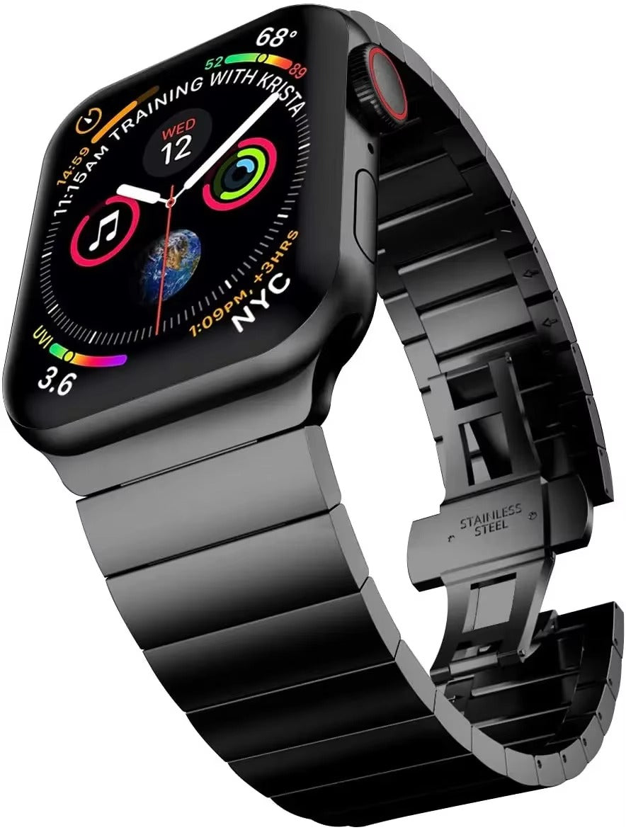 Luxury Stainless Steel Watch Band – Adjustable Metal Strap Bracelet with Secure Clasp for 40mm to 49mm Smartwatch, Durable