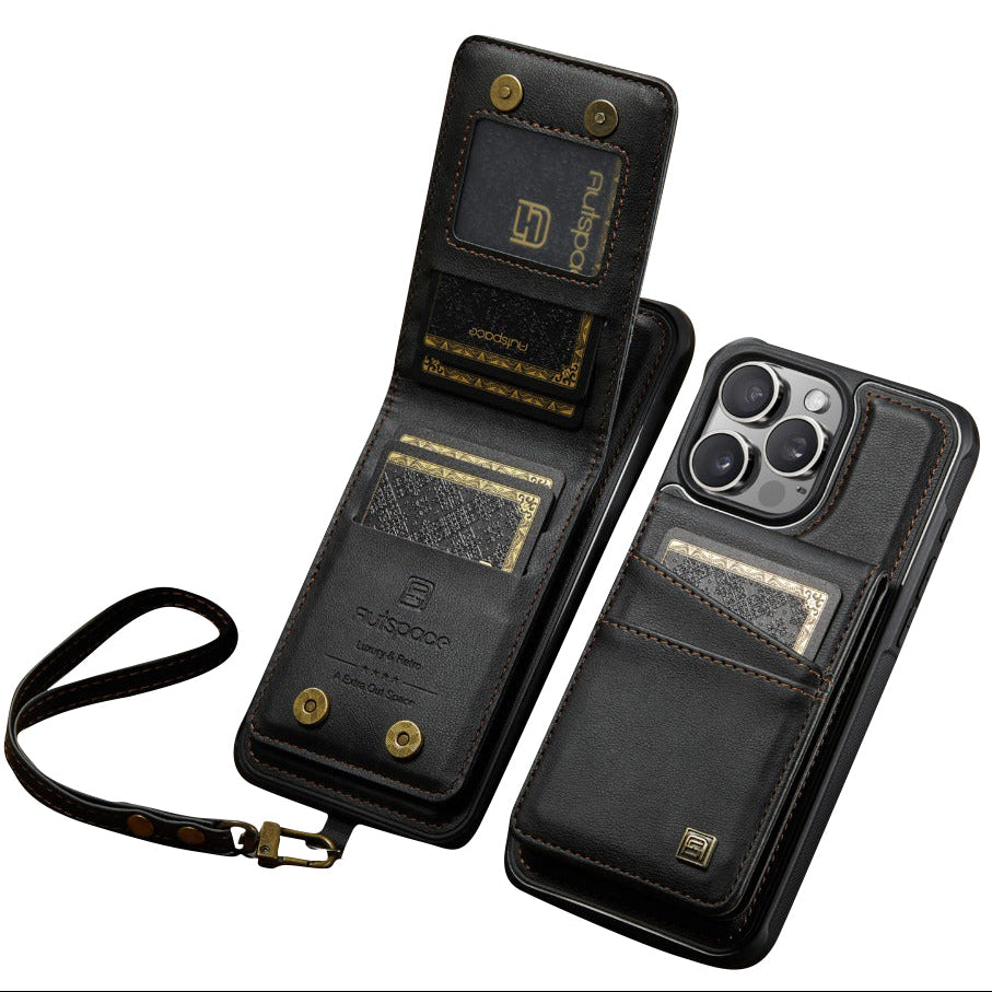 Luxury 2-in-1 Detachable Leather Flip Cover with Card Holder, Wrist Strap and Secure Magnetic Closure for Ultimate Protection