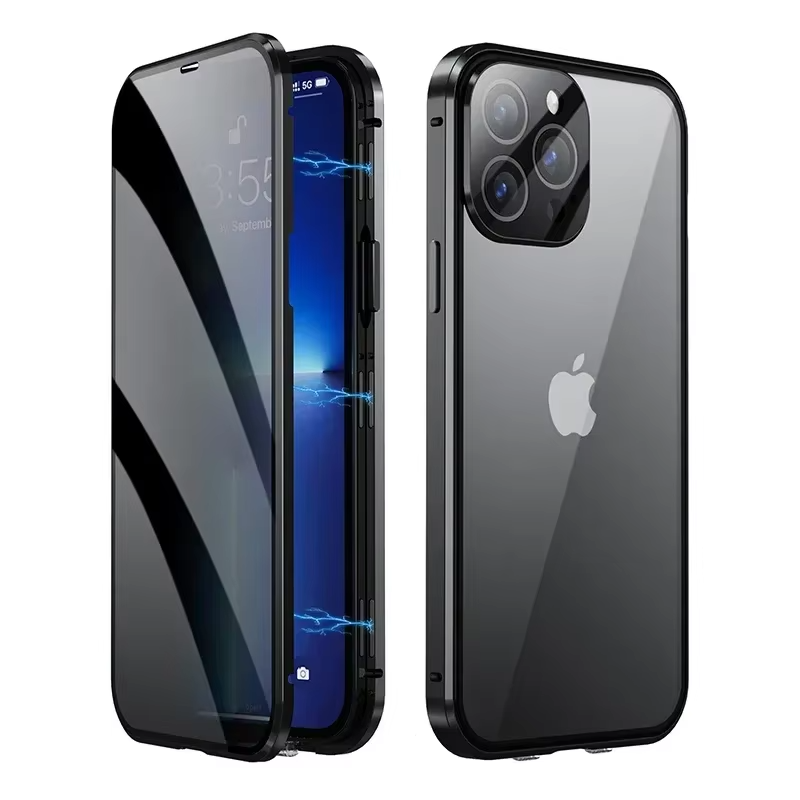 Premium Apple iPhone Hülle, MagSafe-kompatibel, Kameraobjektiv- und Bildschirmschutz, ultra dünn, stoßfest, magnetisch, vollständiger Rundumschutz, vollständige Metall-Schutzhülle