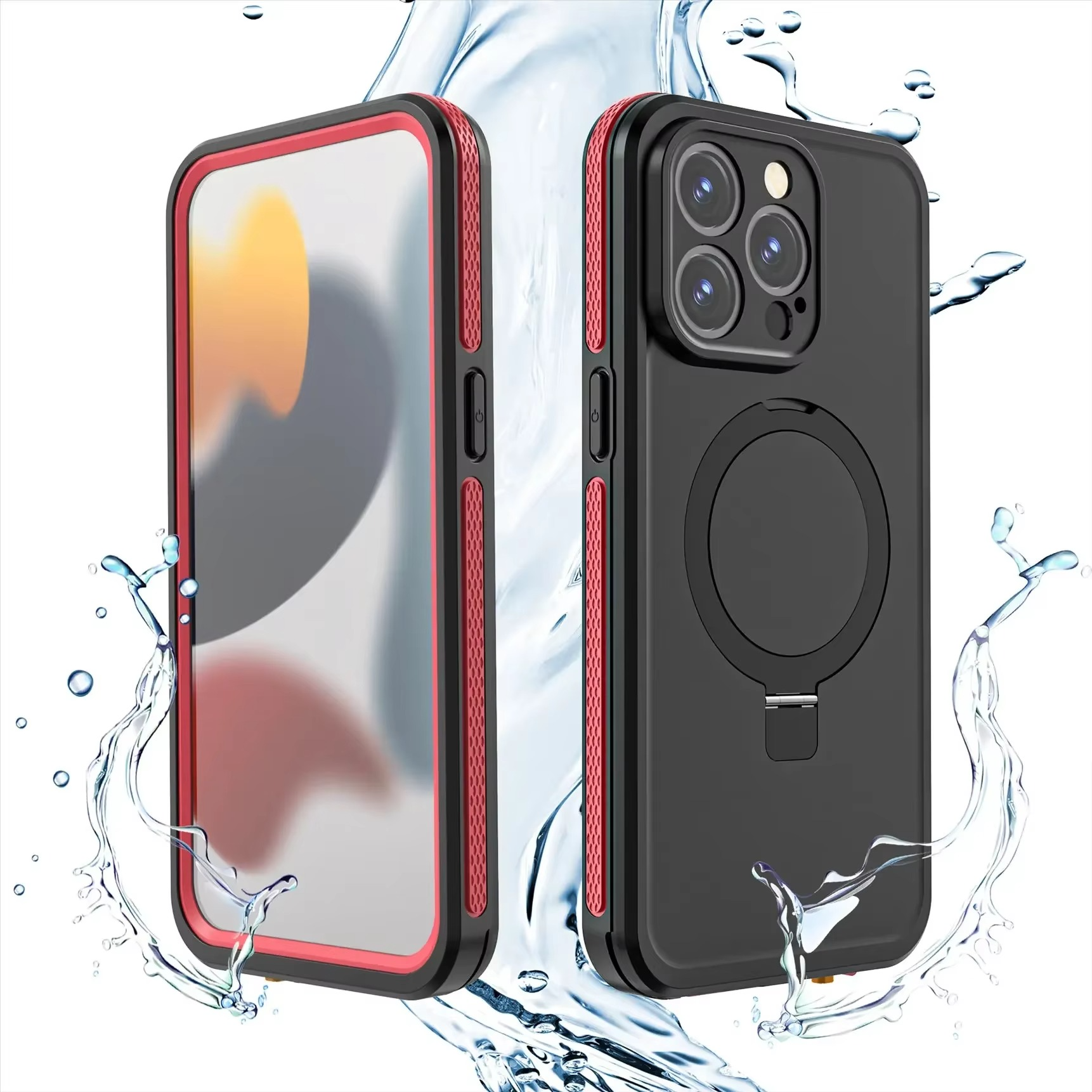 Robuste Apple iPhone Hülle, MagSafe-kompatibel, Kameraobjektiv- und Bildschirmschutz, ultra dünn, stoßfest, magnetisch, vollständiger Rundumschutz, IP68 wasserdichte Sporthülle
