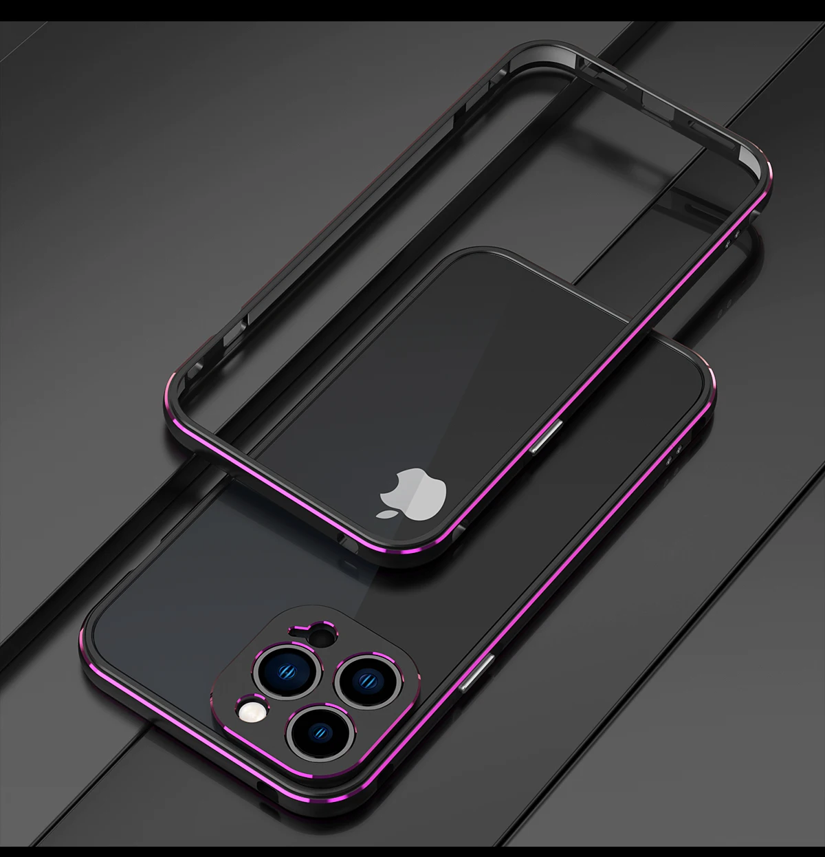 Aluminum Bumper & Metal Lens Frame Case Shockproof Cover for iPhone Models, Durable and Stylish Protection with Sleek Design