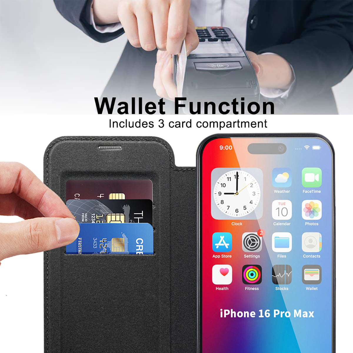 Luxus MagSafe Geldbörse iPhone Hülle – Gitter Leder Flip Cover, Magnetischer Kartenhalter, Stoßfeste Schutz, Kabelloses Laden Kompatibel, Premium Design für iPhone Modelle
