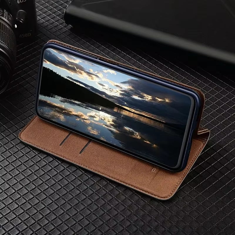 Luxury Nappa Real Leather iPhone Case – Business Wallet Flip Cover, Stylish & Durable Protection | Case for iPhone