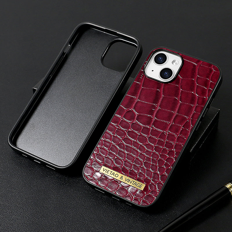 Luxury Crocodile Pattern Leather iPhone Case - Business Style, Shockproof, Durable Bumper Cover