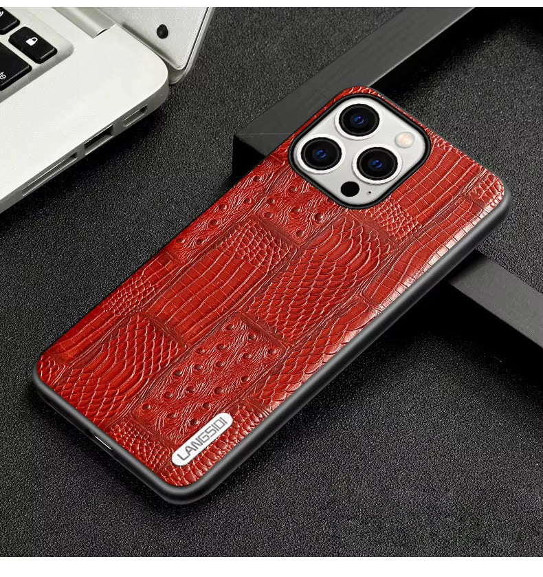 Luxury Genuine Cowhide Leather iphone case – Splicing Color Design, Shockproof Stylish & Durable Back Cover | Case for iPhone