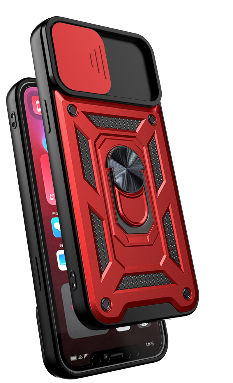 Shockproof Armor Case – Slide Camera Lens Protection, Rugged Full-Body Cover for iPhone Models