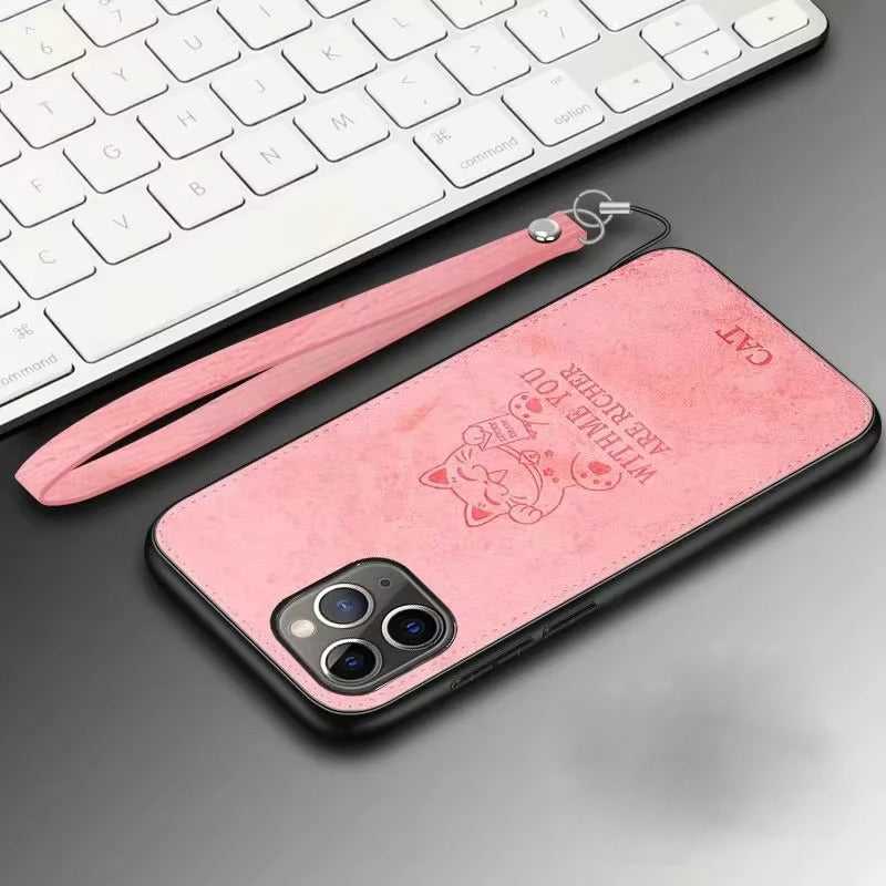 Fashion Cloth iPhone Case – Built-in Magnetic Iron, Deer & Cat Design, Stylish & Durable Protective Shell | Case for iPhone