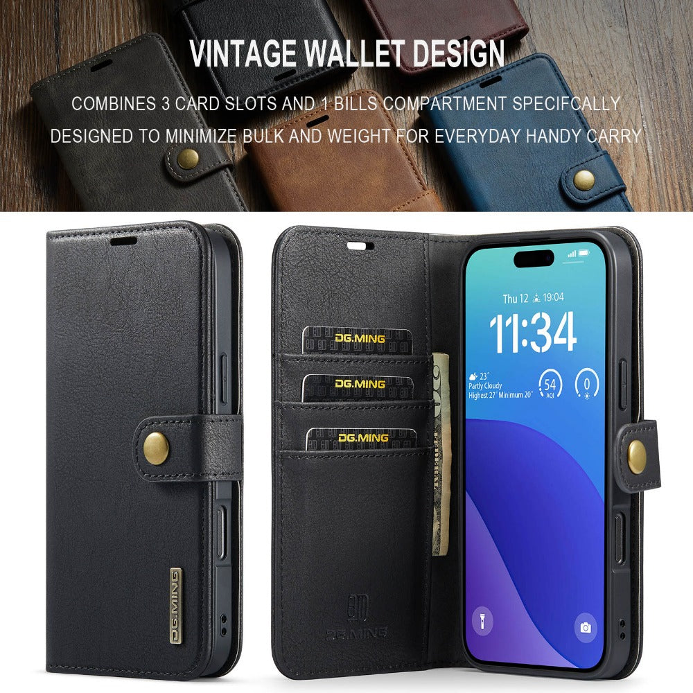 Premium Detachable Magnetic Leather Wallet iPhone Case – Card Holder, Shockproof Protection, and Stylish Flip Cover for Secure and Convenient Use