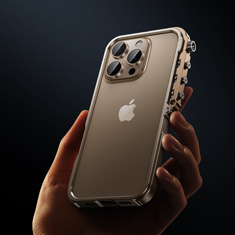 Luxury Aluminum Alloy Armor Frame Case – 360° Mechanical Metal Bumper Shockproof Cover for iPhone Models, Durable and Stylish Design