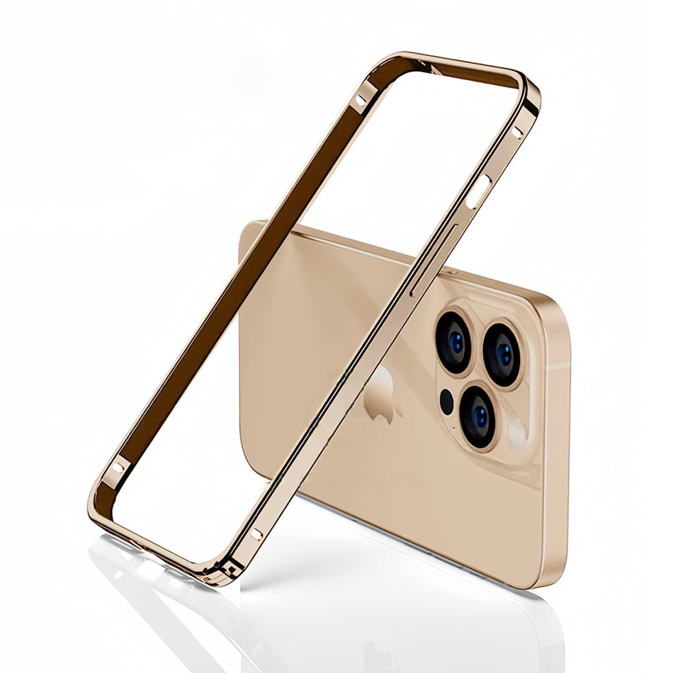 Luxury Ultra-Thin Metal Bumper Case - Light Aluminum Alloy Frame, Durable Back Protection, Sleek Desert Gold Finish | Case for iPhone