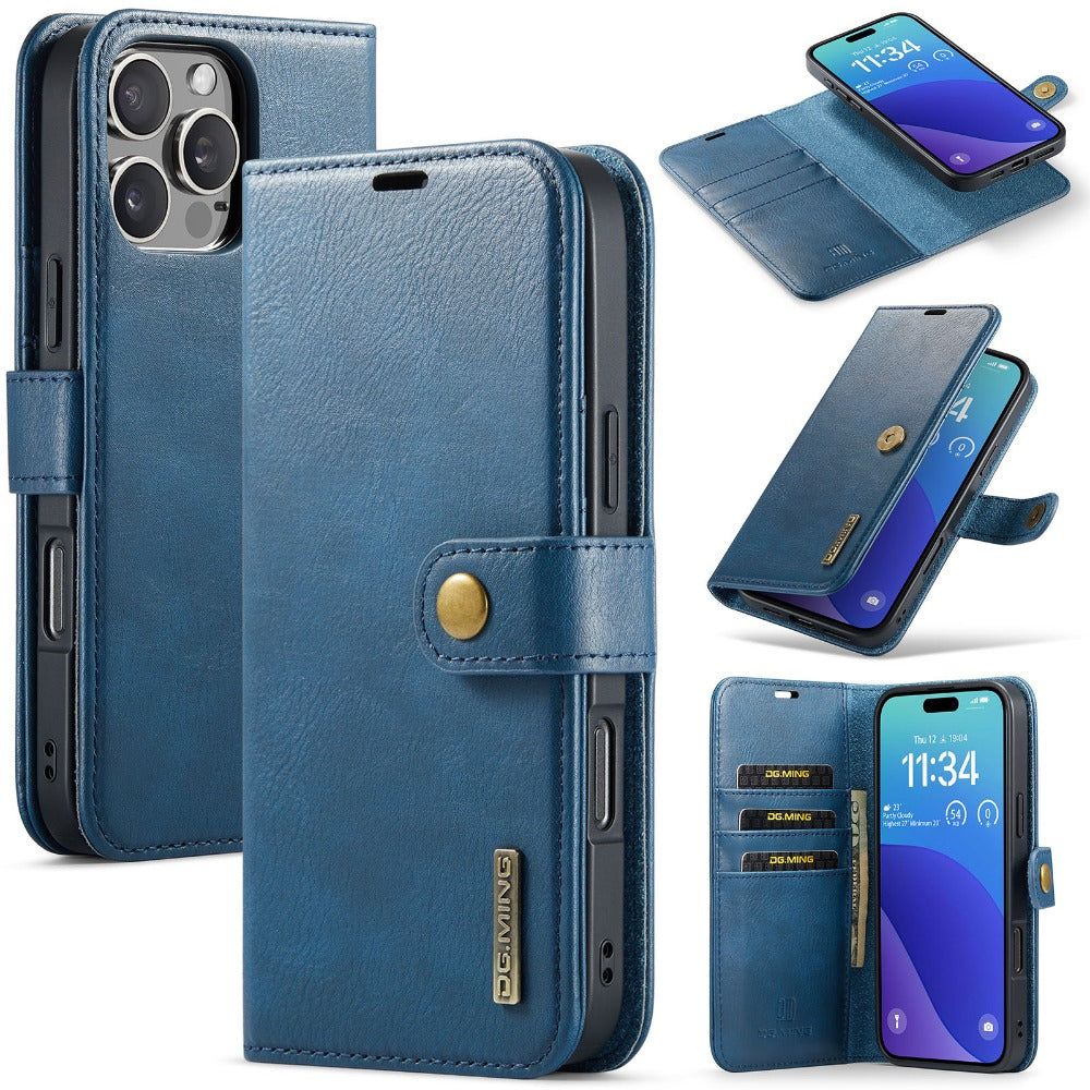 Premium Detachable Magnetic Leather Wallet iPhone Case – Card Holder, Shockproof Protection, and Stylish Flip Cover for Secure and Convenient Use