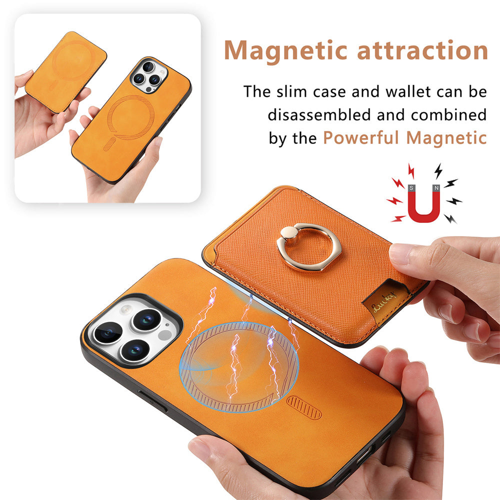 Luxury Detachable Magnetic Wallet Case – Card Holder, Ring Stand, and Shockproof Protection for Secure and Convenient Use