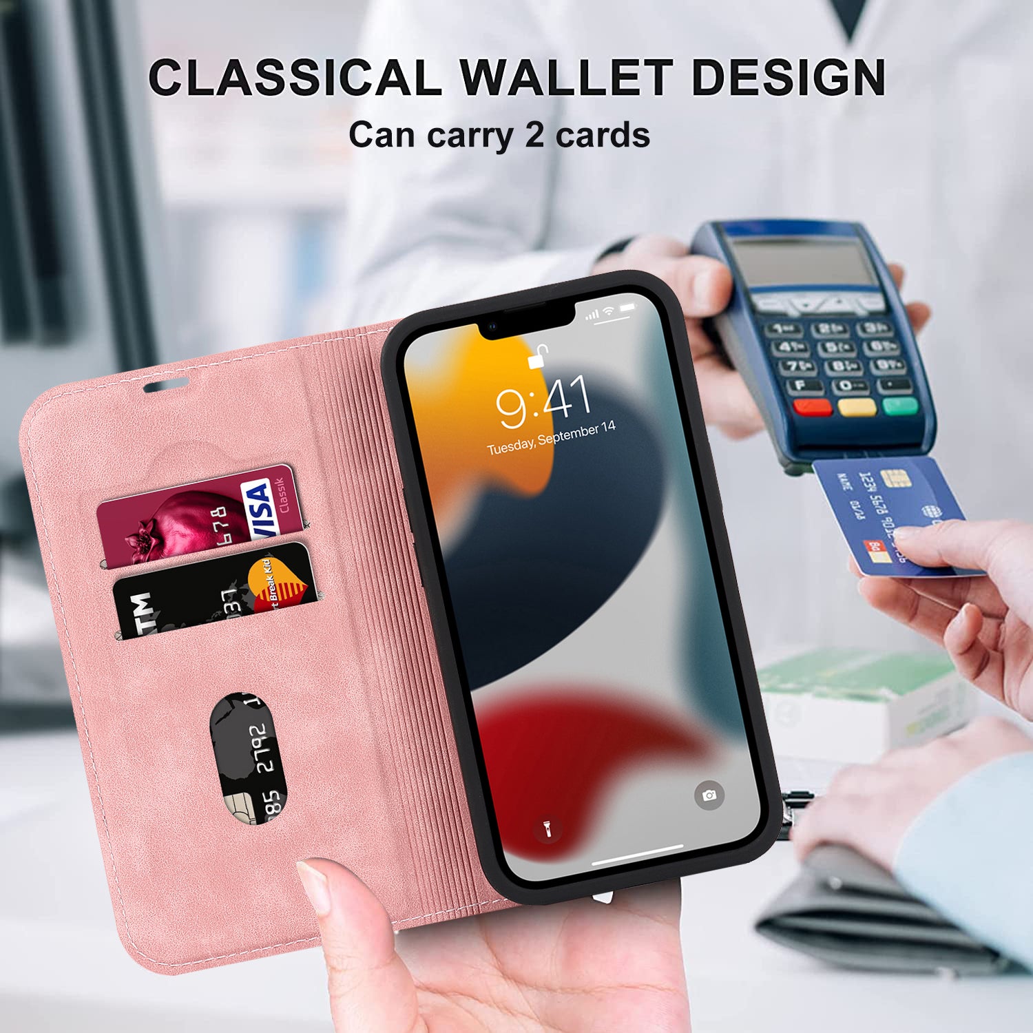 Luxury Magnetic Leather Wallet Case – MagSafe Wireless Charging, Card Slot, Stand Feature, Premium Protection, Stylish & Durable Cover