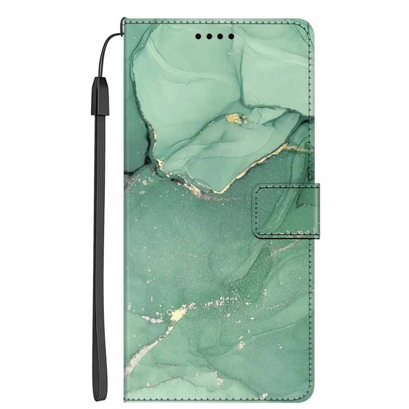 Luxury Leather Wallet Case for iPhone – Christmas Marble Pattern, Card Holder, Phone Stand, Magnetic Closure, Durable PU