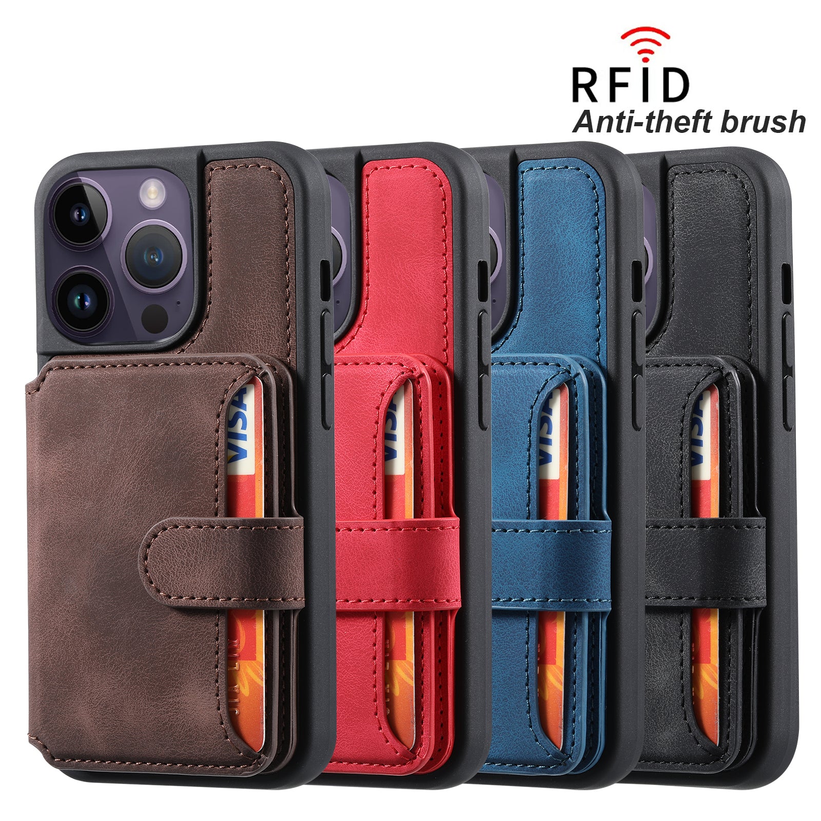 Luxury RFID Wallet iPhone Case – Shockproof Flip Cover with Card Holder, Slim Business Design, Secure Magnetic Closure for Ultimate Protection