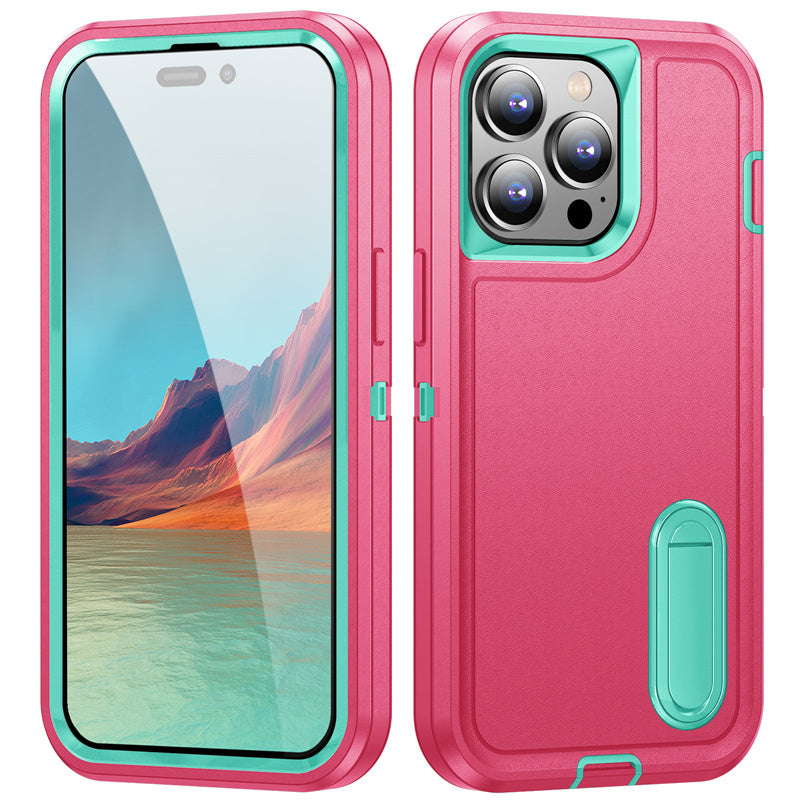 Hybrid Military-Grade Defender Case – Kickstand Full-Body Protection Cover for iPhone Models, Rugged and Shockproof Design