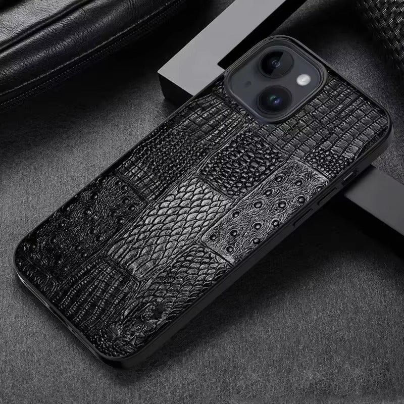 Luxury Genuine Cowhide Leather iphone case – Splicing Color Design, Shockproof Stylish & Durable Back Cover | Case for iPhone