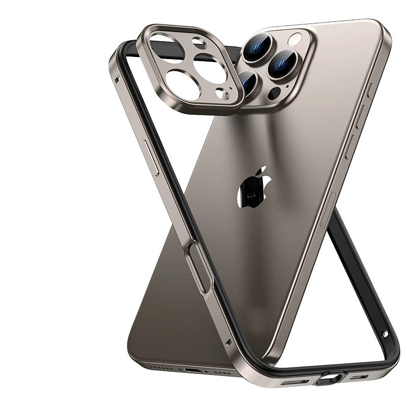 Luxury Hybrid Metal iPhone Case - Camera Protection, Silicone Frame, Aluminum Heat-Dissipating Bumper, Shockproof Design | Case for iPhone