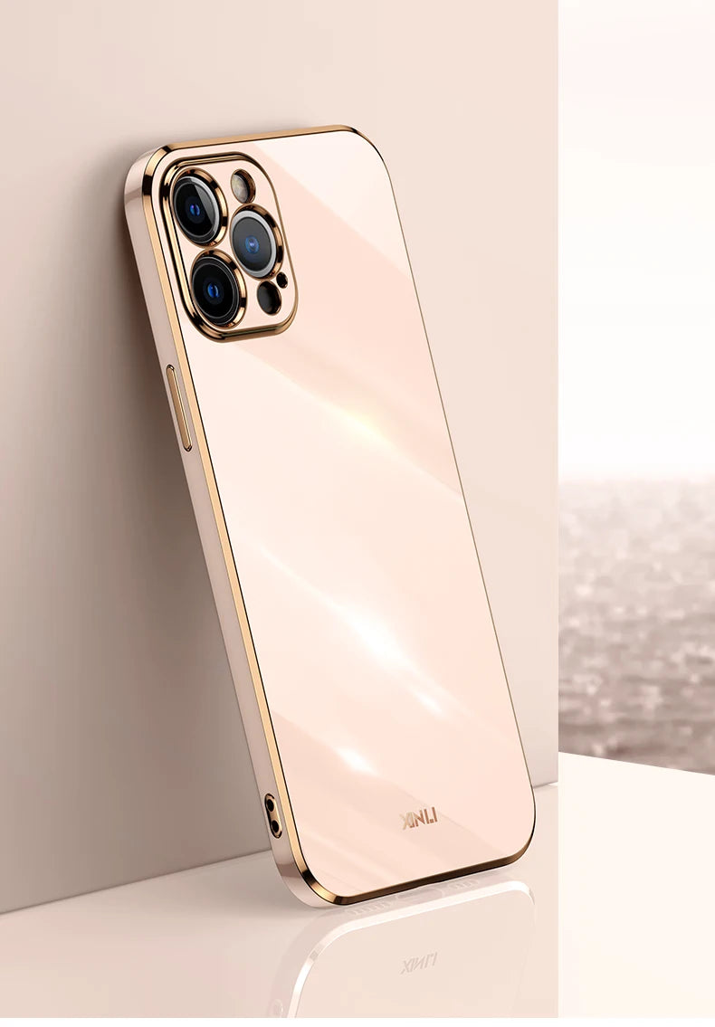 Luxury Silicone Soft iPhone Case – Glossy Shockproof Protection, Solid Color, Durable and Stylish Cover