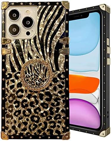 Luxury Leopard Gold Plating Phone Case Glitter Diamond Ring Stand for iPhone Models Stylish Design Durable & Functional Funda