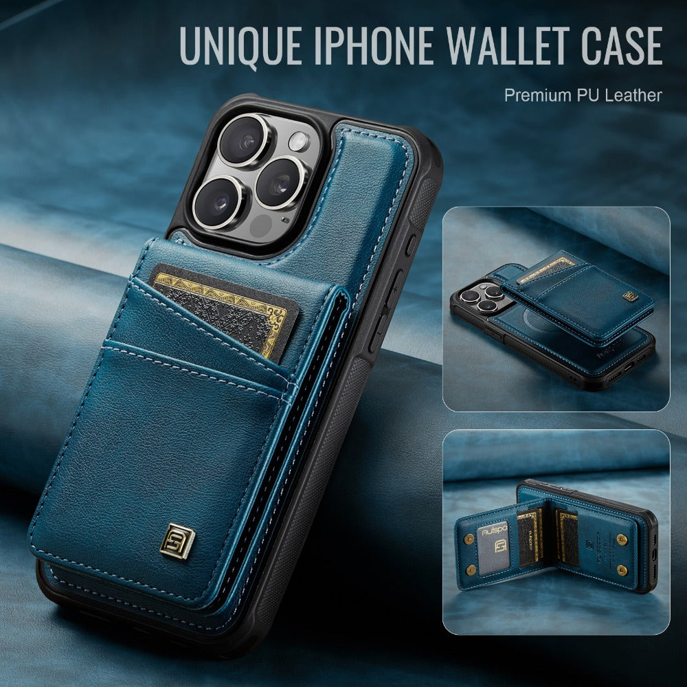 Luxury 2-in-1 Magnetic Wallet Phone Case – Detachable Leather Flip Cover with Card Holder, Wrist Strap, and Secure Magnetic Closure for Ultimate Protection