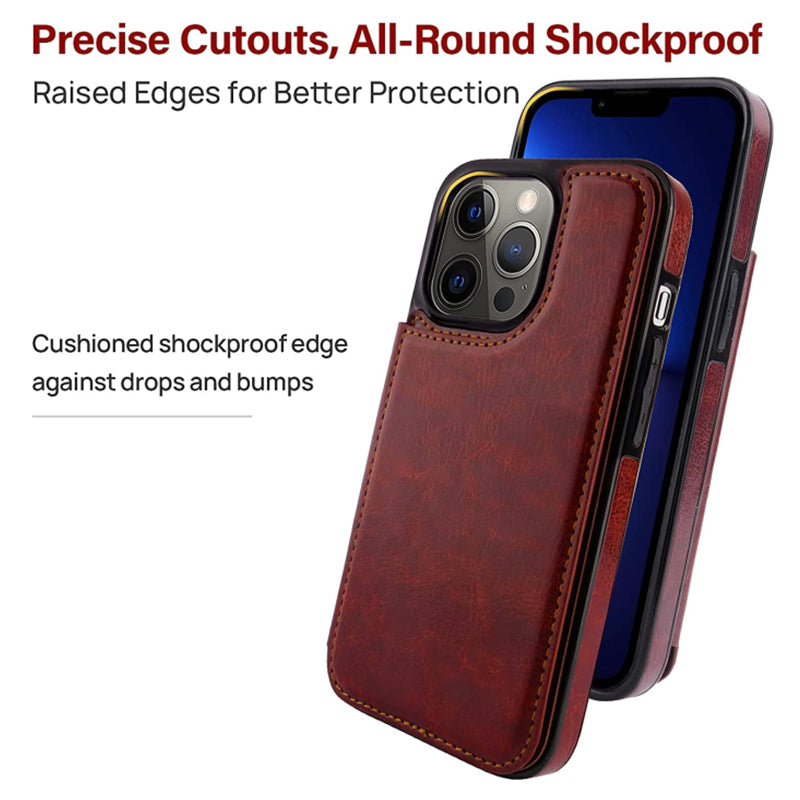 Luxury PU Leather Wallet Case – Kickstand, Card Holder Slots, Durable Shockproof Cover, Elegant Magnetic Closure for iPhone Models