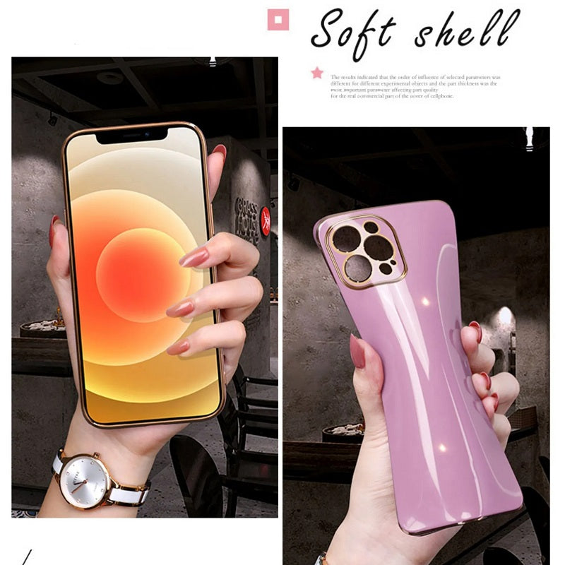 Luxury Silicone Soft iPhone Case – Glossy Shockproof Protection, Solid Color, Durable and Stylish Cover