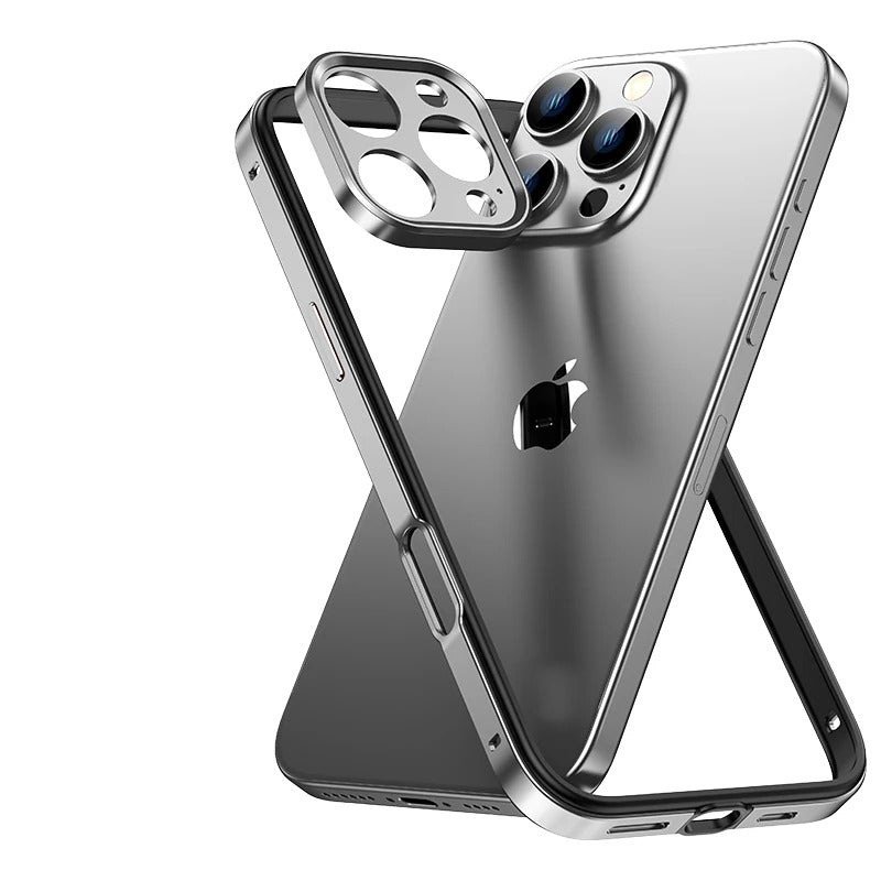 Luxury Hybrid Metal iPhone Case - Camera Protection, Silicone Frame, Aluminum Heat-Dissipating Bumper, Shockproof Design | Case for iPhone