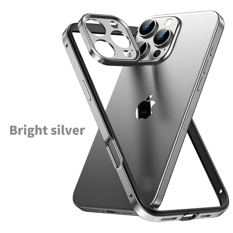 Luxury Hybrid Metal Phone Case - Camera Protection, Silicone Frame, Aluminum Heat-Dissipating Bumper, Shockproof Design | Case for iPhone