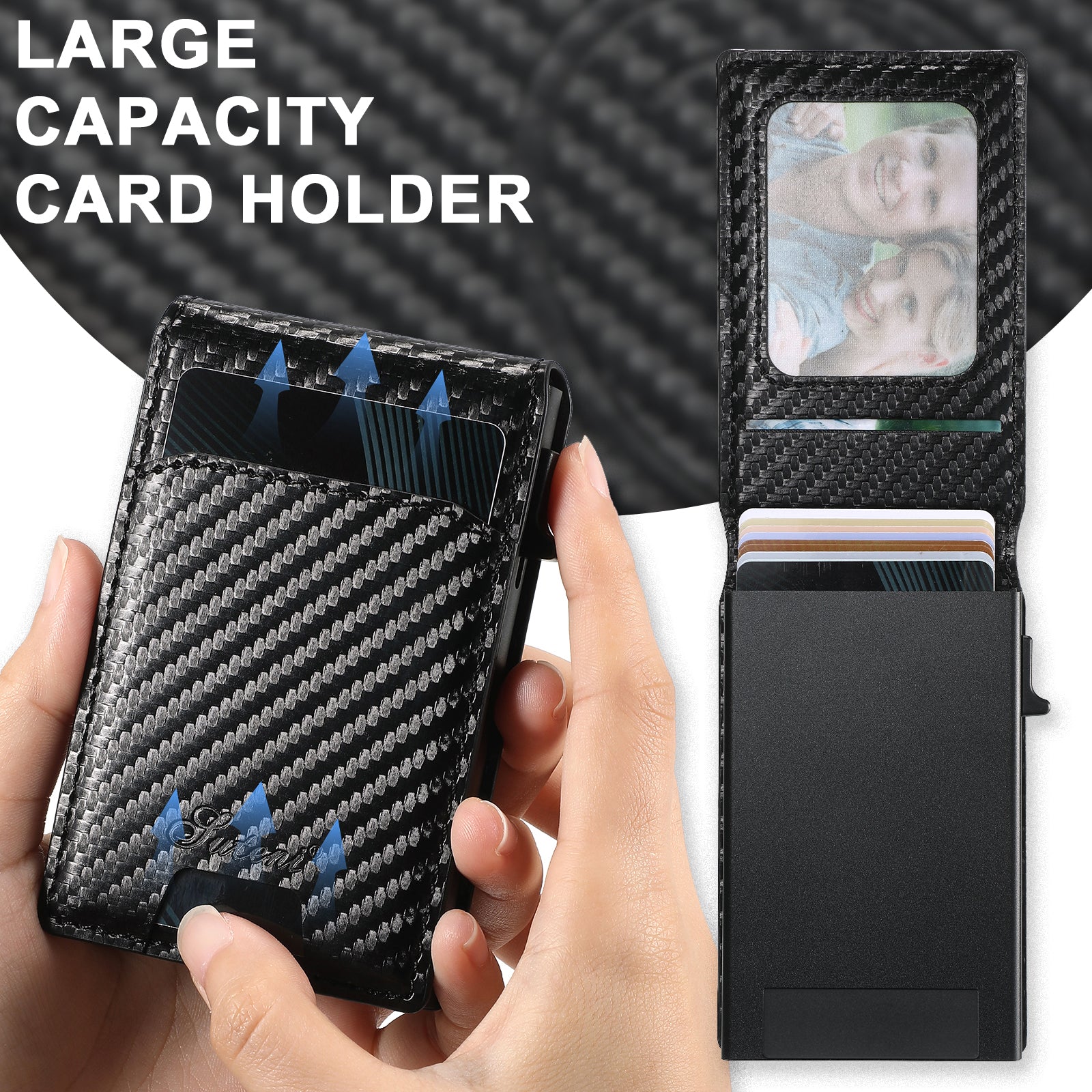 Carbon Fiber Texture Detachable Leather iPhone Case – Magnetic Wallet, Card Holder, Shockproof Protection, Stylish & Durable