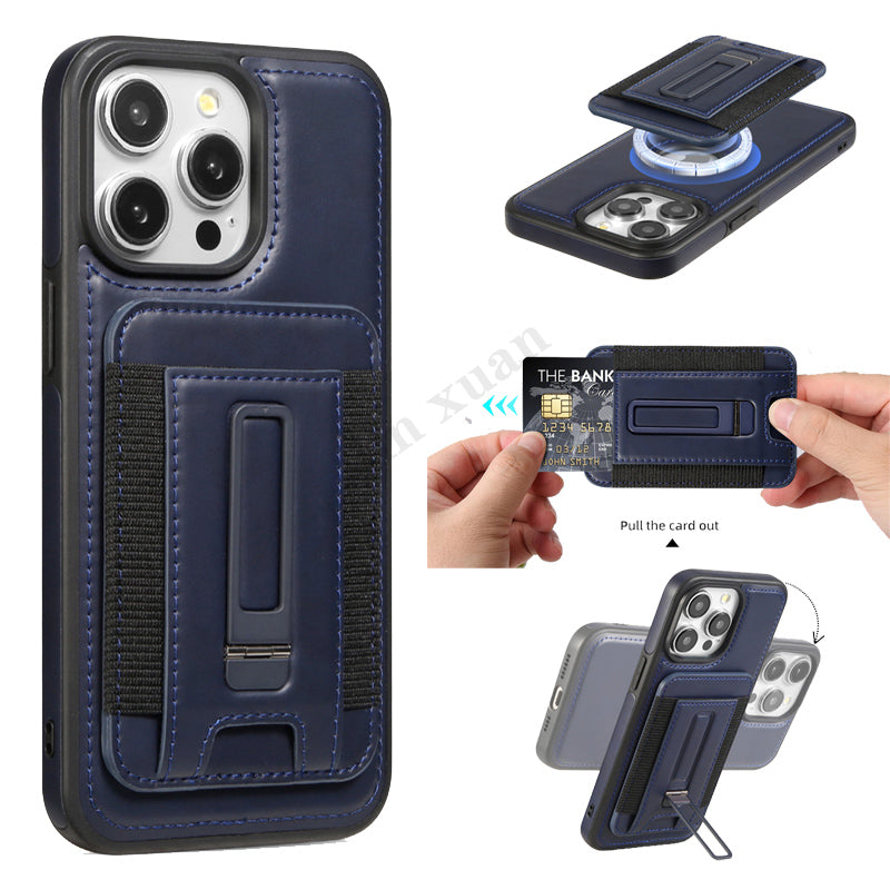 Luxury Detachable Wallet Leather Case – Magnetic Card Slot, Shockproof Protection, Hollow Logo Back Cover, Premium Design for iPhone Models