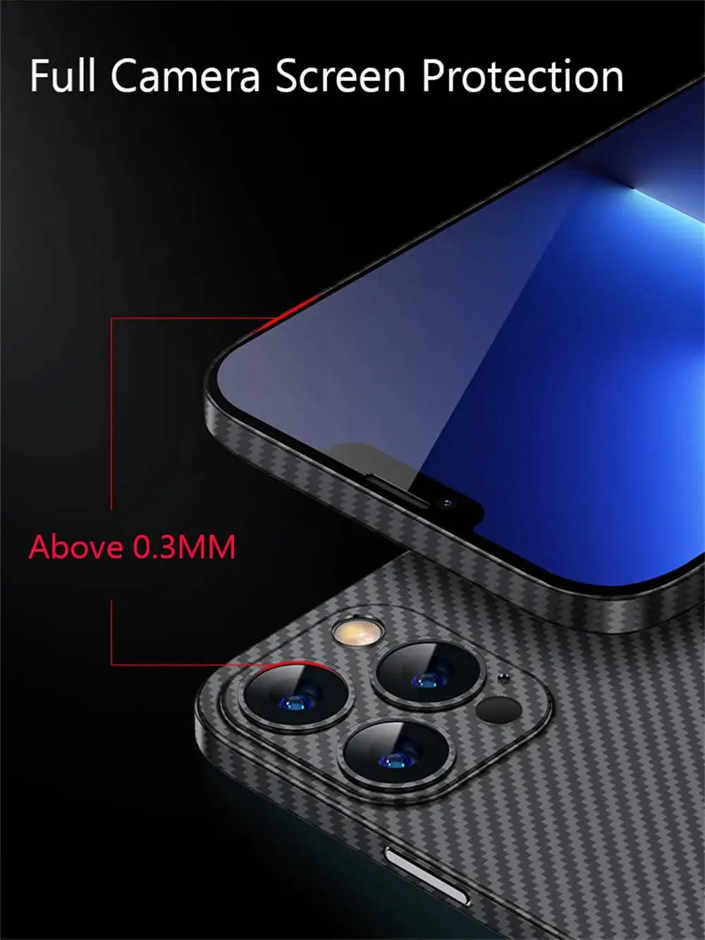 Luxury Ultra-Thin Carbon Fiber Matte Case – 0.2mm PP Back Cover for iPhone Models, Lightweight, Sleek, and Durable Protection