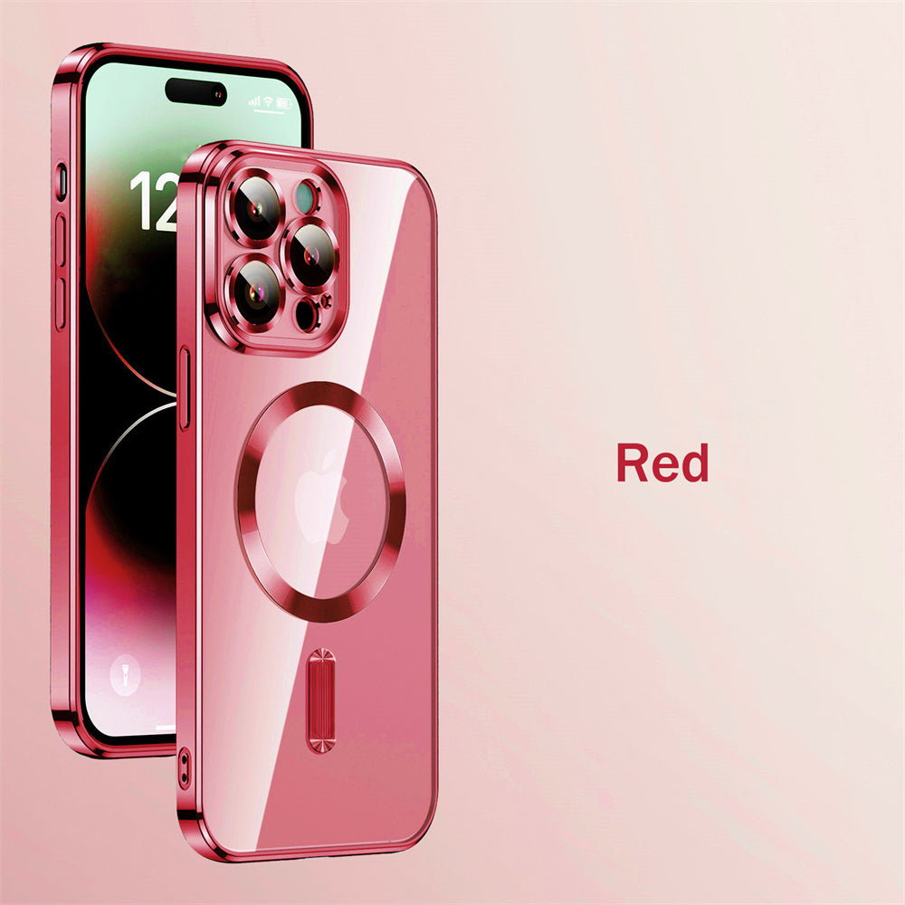 Luxury Magnetic Clear iPhone Case - Slim with Full Lens Protection, Wireless Charging Support, and Durable Plating Finish