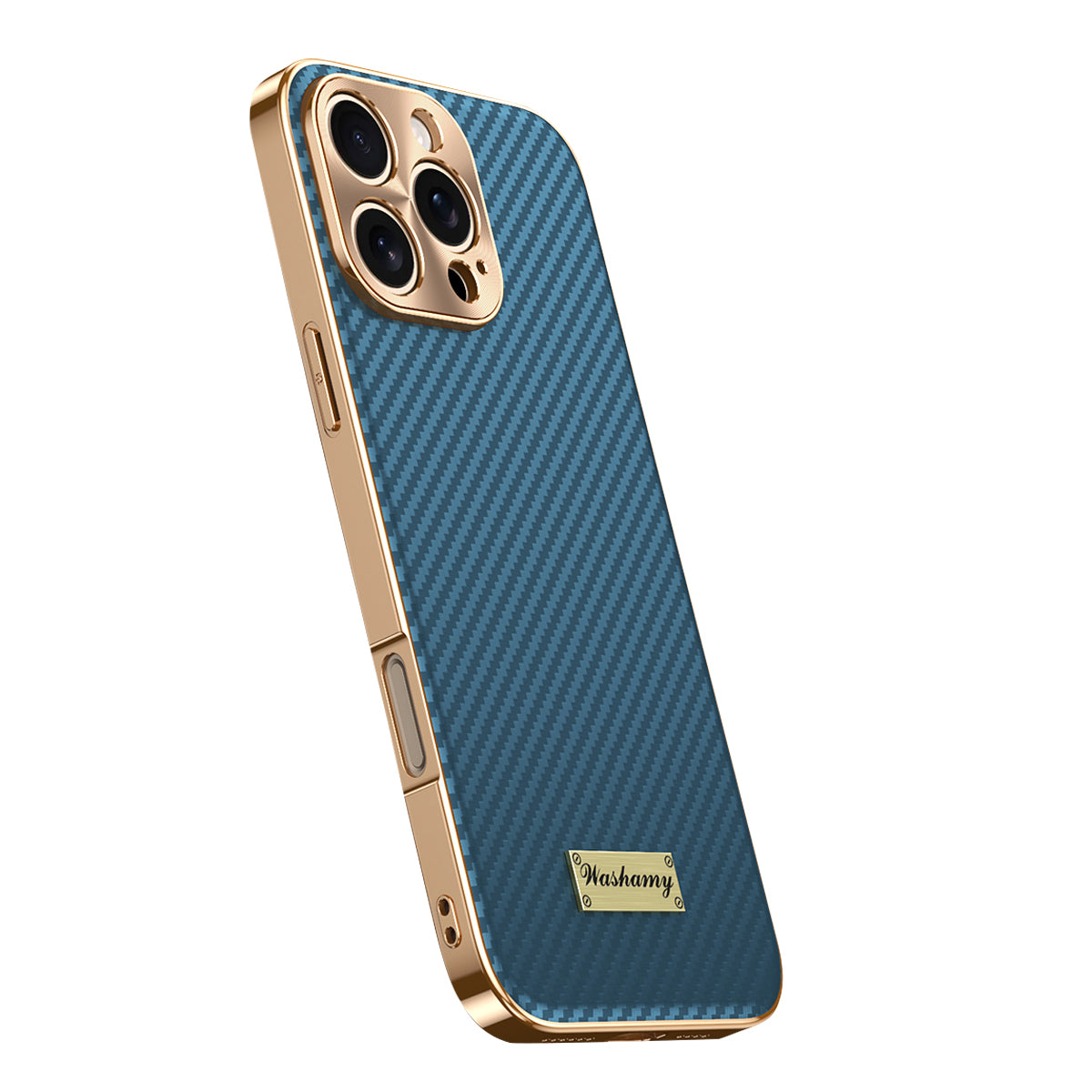 Luxury Carbon Fiber Textured Leather iPhone Case - Shockproof, Alloy Metal Lens, Plating Design, Durable, Slim Fit Protection