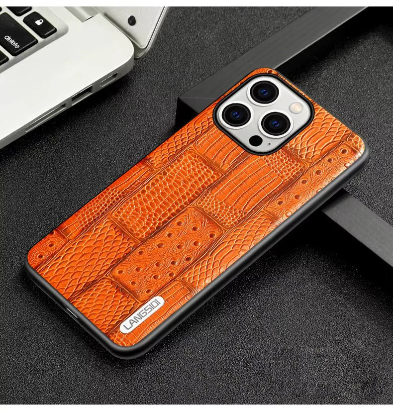 Luxury Genuine Cowhide Leather iphone case – Splicing Color Design, Shockproof Stylish & Durable Back Cover | Case for iPhone