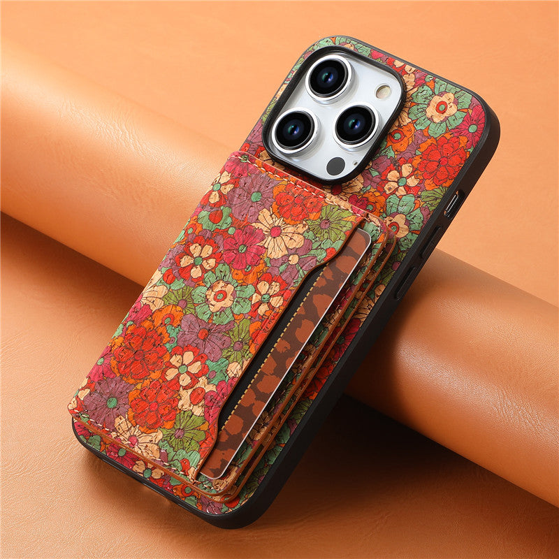 Luxury Flower Pattern Leather Magnetic Wallet Phone Case for iPhone – Card Holder, Stand Function, Protective Back Cover