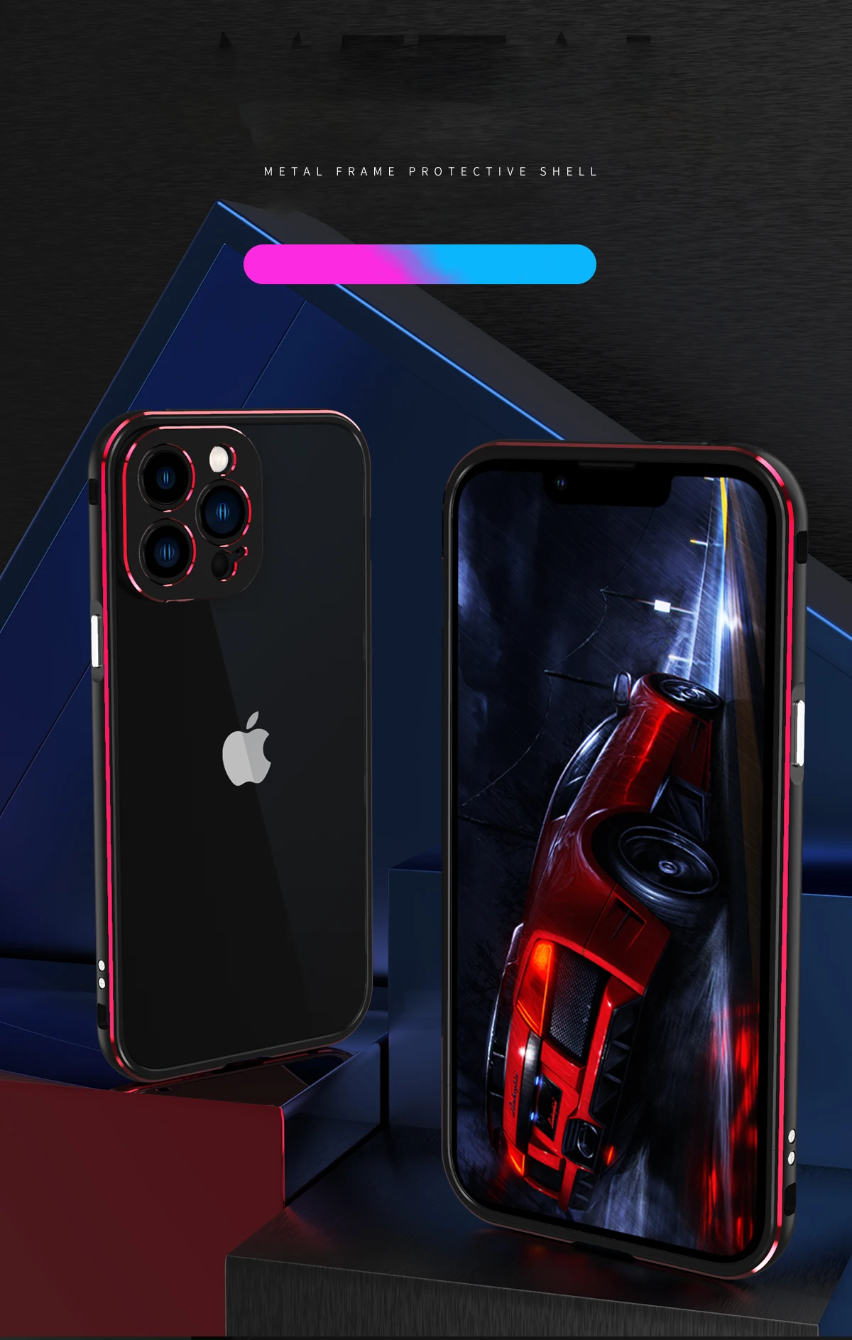 Aluminum Bumper & Metal Lens Frame Case  Shockproof Cover for iPhone Models, Durable and Stylish Protection with Sleek Design