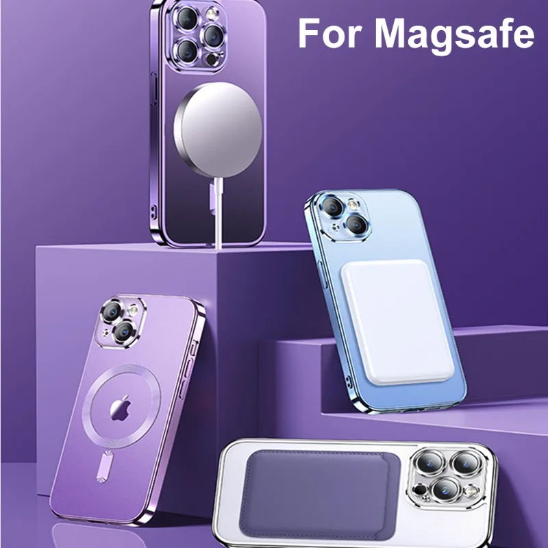 Luxury Plating MagSafe iPhone Case - Magnetic Wireless Charging, Lens Protector, Slim & Durable Phone Cover | Case for iPhone