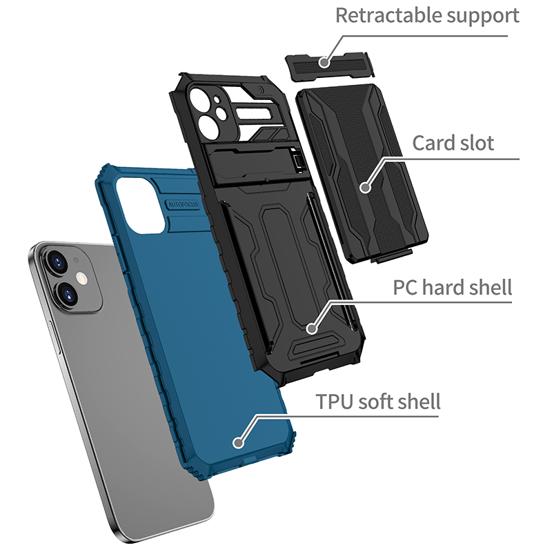 Shockproof Card Holder Case – Kickstand, Camera Protection, Durable Cover for iPhone Models