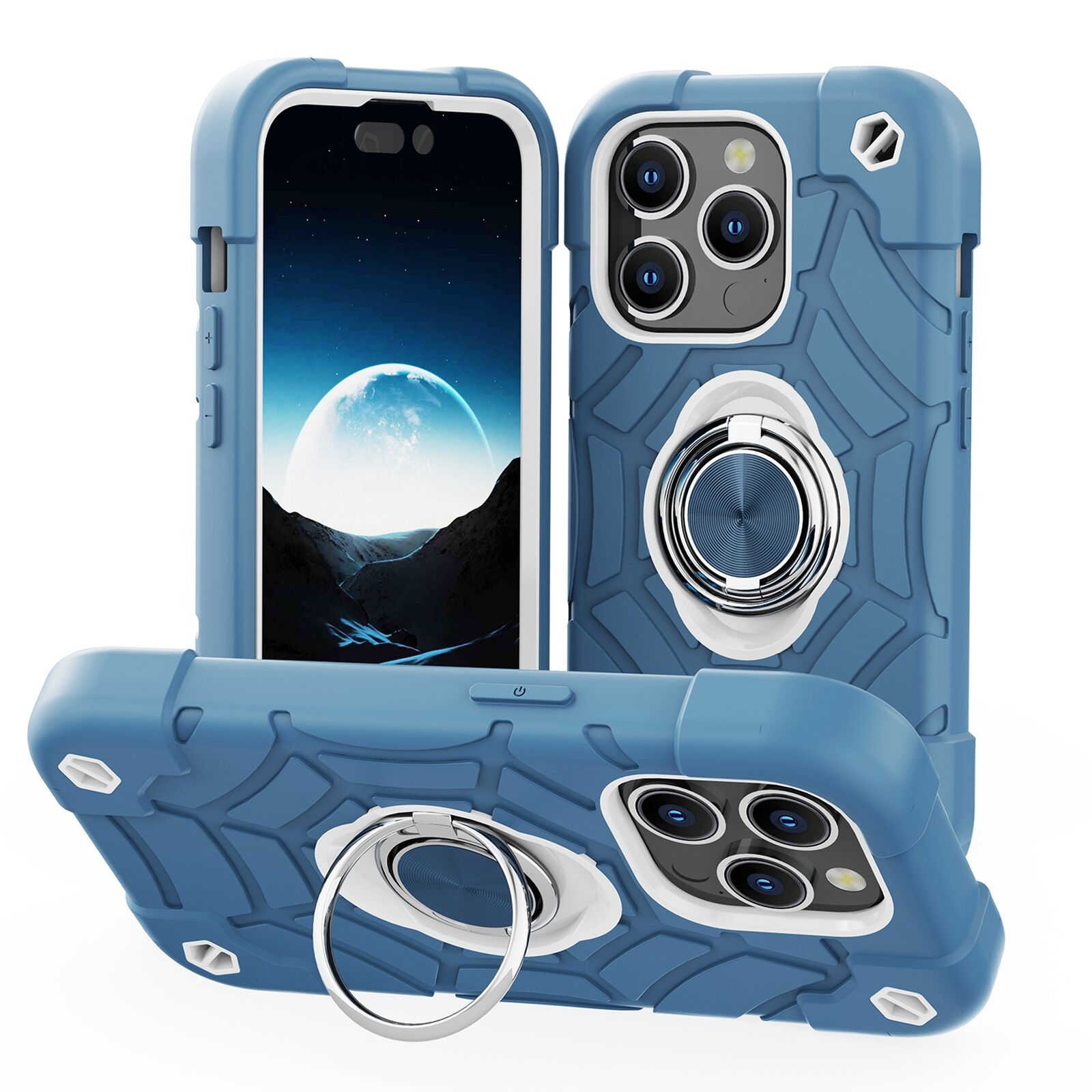 Military-Grade Heavy-Duty Phone Case – Shockproof Rugged Cover with Kickstand Ring Holder for iPhone Models